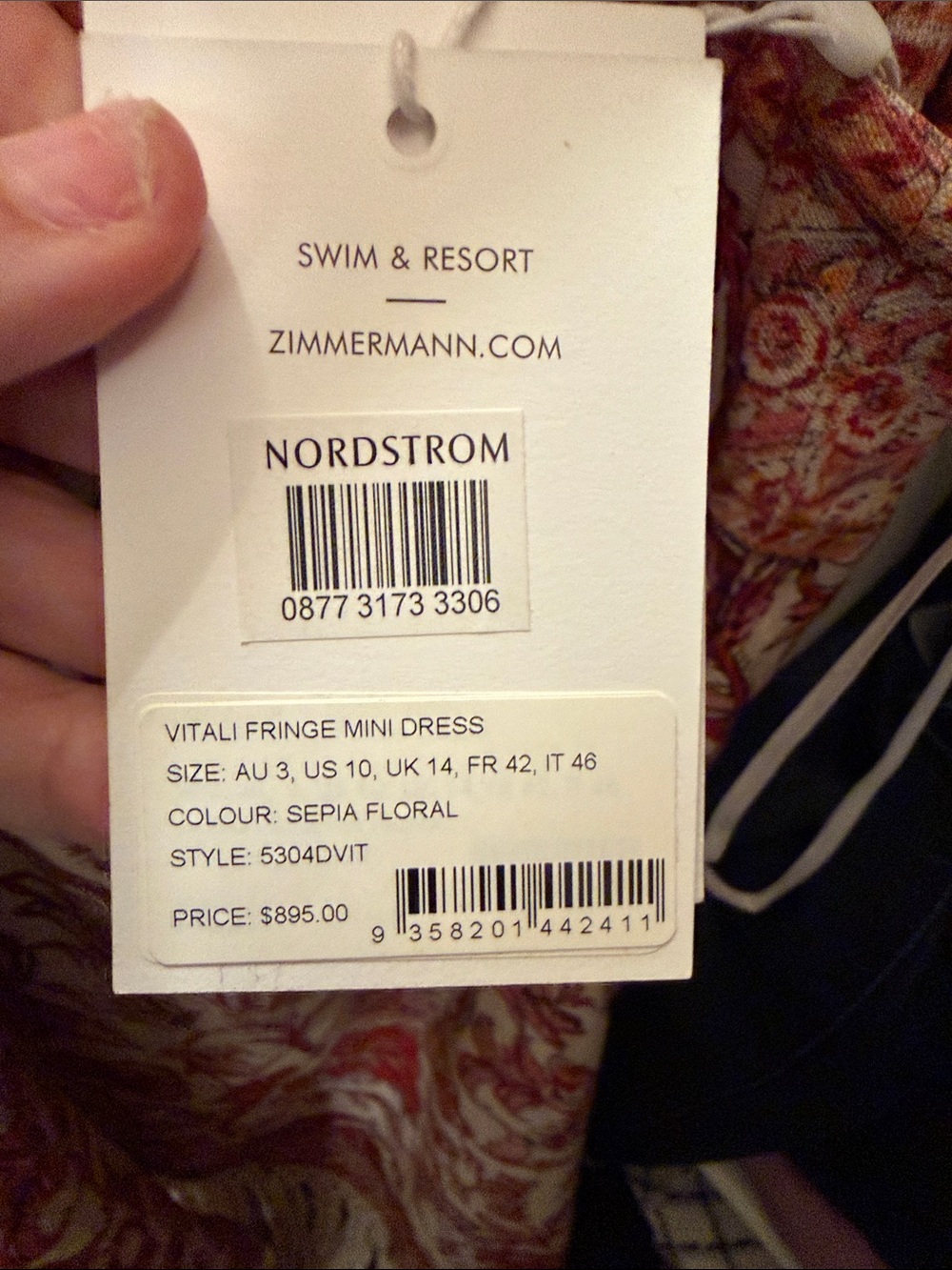 Zimmermann Cream Maxi Dress with Red Floral Print & Fringe - Picture 4 of 6